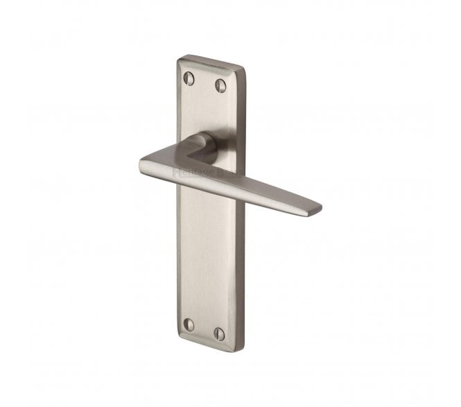Heritage Brass Kendal Door Handles On Backplate - Satin Nickel