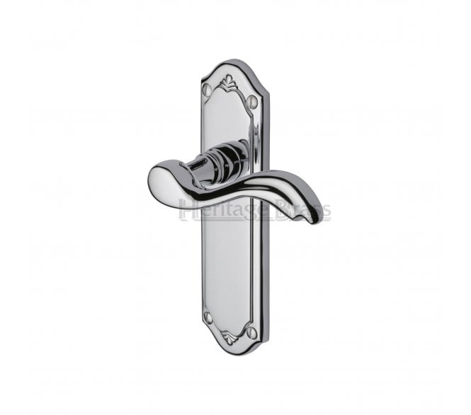 Heritage Brass Lisboa Door Handles On Backplate - Polished Chrome