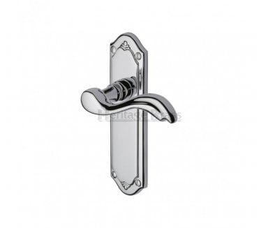 Heritage Brass Lisboa Door Handles On Backplate - Polished Chrome
