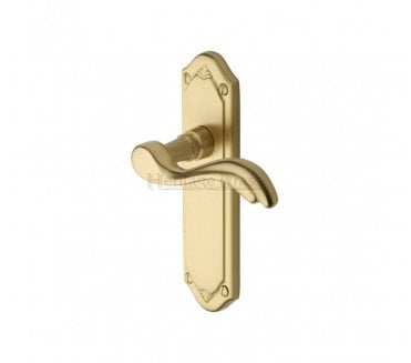 Heritage Brass Lisboa Door Handles On Backplate - Satin Brass