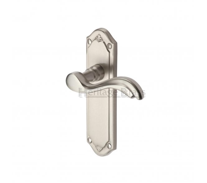 Heritage Brass Lisboa Door Handles On Backplate - Satin Nickel