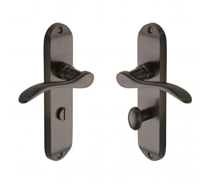 Heritage Brass Maya Door Handles On Backplate - Matt Bronze