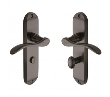 Heritage Brass Maya Door Handles On Backplate - Matt Bronze