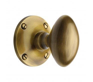Heritage Brass Mayfair Oval Mortice Door Knobs - Antique Brass