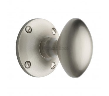 Heritage Brass Mayfair Oval Mortice Door Knobs - Satin Nickel