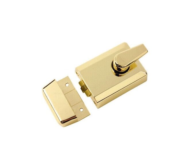 York Security Roller Bolt Nightlatch - 60mm Backset - Polished Brass