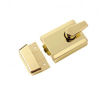 York Security Roller Bolt Nightlatch - 60mm Backset - Polished Brass
