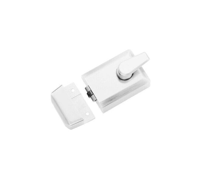 York Security Roller Bolt Nightlatch - 60mm Backset - White