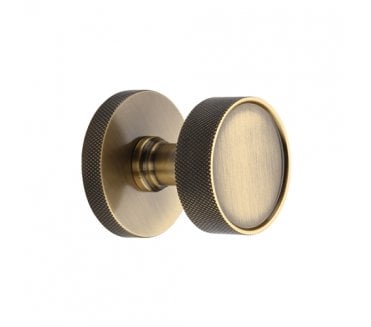 Heritage Brass OWN5490-AT Owen Knurled Mortice Knobs On Knurled Rose - Antique Brass