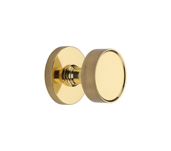 Heritage Brass OWN5490-PB Owen Knurled Mortice Knobs On Knurled Rose - Polished Brass