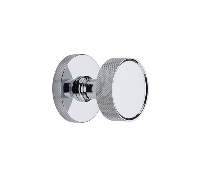 Heritage Brass OWN5490-PC Owen Knurled Mortice Knobs On Knurled Rose - Polished Chrome