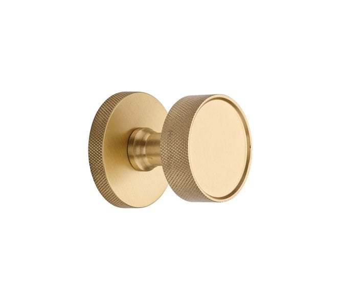 Heritage Brass OWN5490-SB Owen Knurled Mortice Knobs On Knurled Rose - Satin Brass