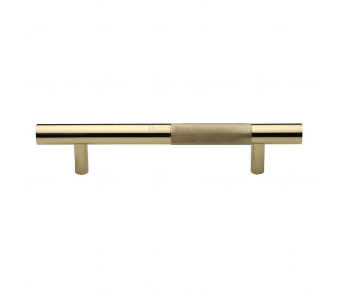 Heritage Brass Partial Knurled T-Bar Bar Door Pull Handles - Polished Brass