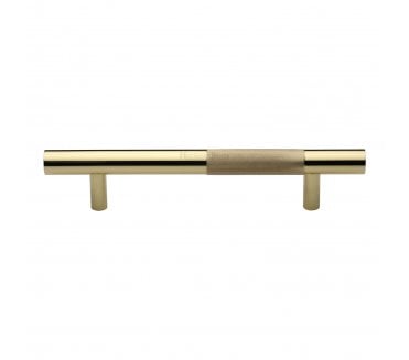 Heritage Brass Partial Knurled T-Bar Bar Door Pull Handles - Polished Brass
