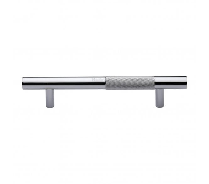 Heritage Brass Partial Knurled T-Bar Bar Door Pull Handles - Polished Chrome