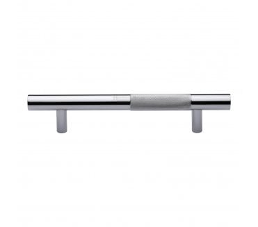 Heritage Brass Partial Knurled T-Bar Bar Door Pull Handles - Polished Chrome