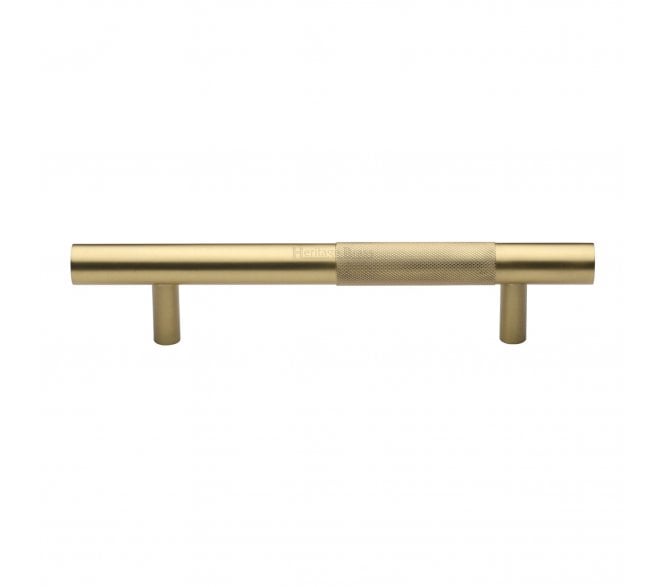 Heritage Brass Partial Knurled T-Bar Bar Door Pull Handles - Satin Brass