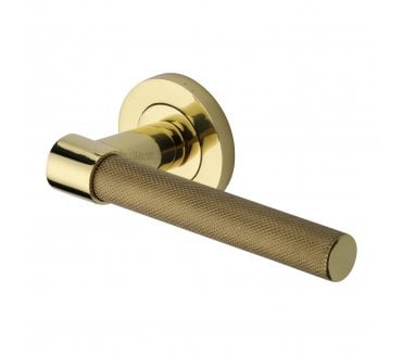 Heritage Brass Phoenix Knurled Lever Handle On Rose - Polished Brass