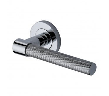 Heritage Brass Phoenix Knurled Lever Handle On Rose - Polished Chrome