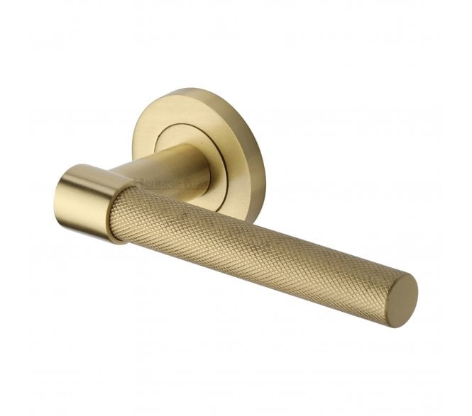 Heritage Brass Phoenix Knurled Lever Handle On Rose - Satin Brass