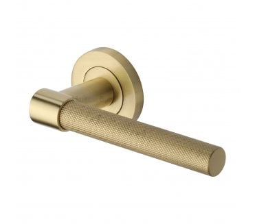 Heritage Brass Phoenix Knurled Lever Handle On Rose - Satin Brass