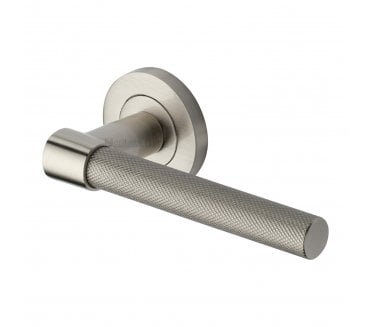 Heritage Brass Phoenix Knurled Lever Handle On Rose - Satin Nickel