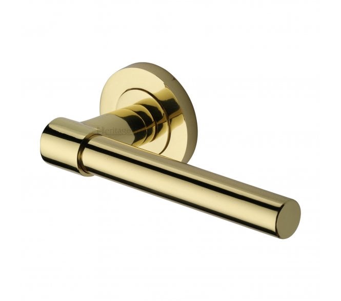 Heritage Brass Phoenix Smooth Lever Handle On Rose - Polished Brass