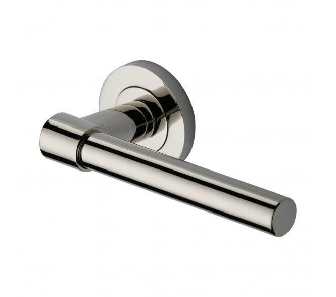 Heritage Brass Phoenix Smooth Lever Handle On Rose - Polished Nickel