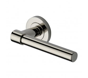 Heritage Brass Phoenix Smooth Lever Handle On Rose - Polished Nickel