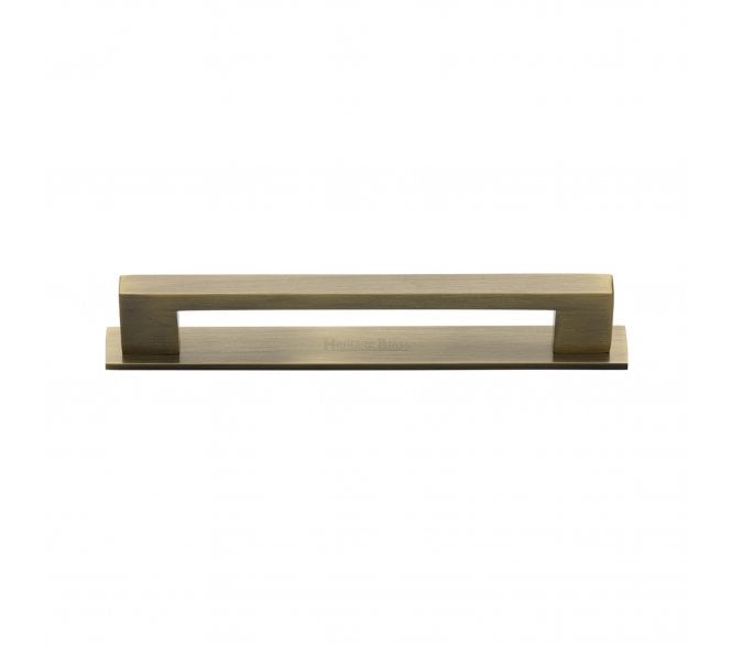 Heritage Brass PL0337 Metro Cabinet Pull Handles On Backplate - Antique Brass