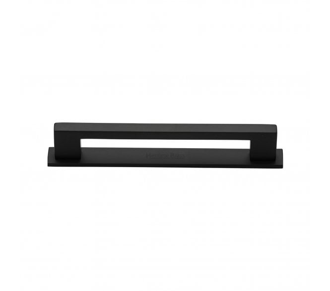 Heritage Brass PL0337 Metro Cabinet Pull Handles On Backplate - Matt Black