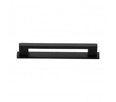 Heritage Brass PL0337 Metro Cabinet Pull Handles On Backplate - Matt Black