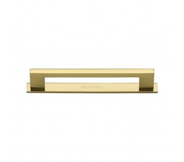 Heritage Brass PL0337 Metro Cabinet Pull Handles On Backplate - Polished Brass