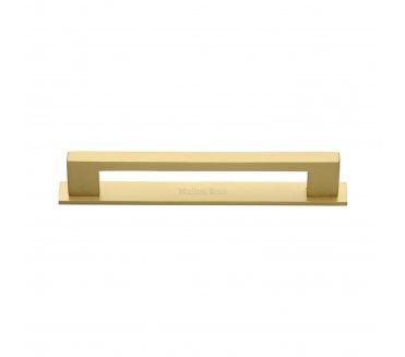Heritage Brass PL0337 Metro Cabinet Pull Handles On Backplate - Satin Brass