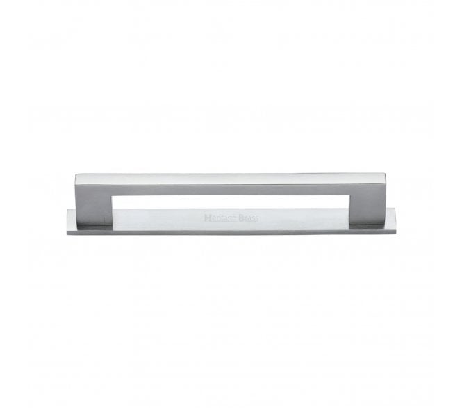Heritage Brass PL0337 Metro Cabinet Pull Handles On Backplate - Satin Chrome