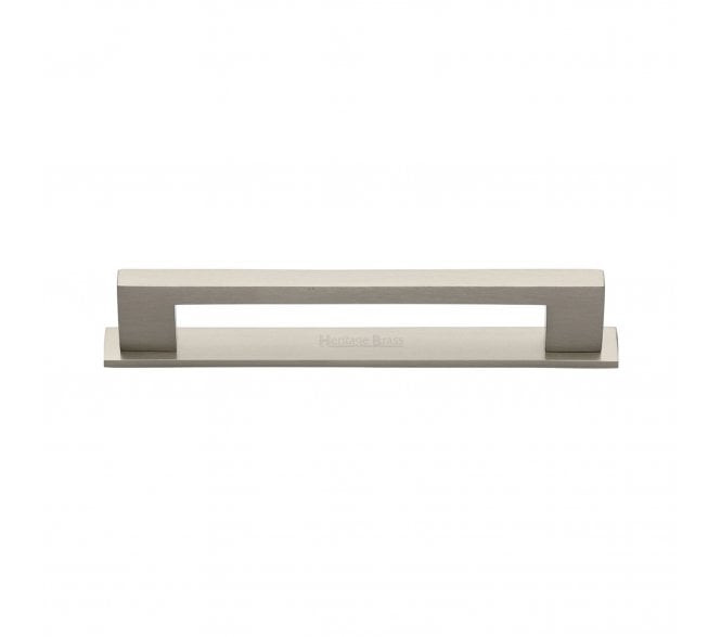 Heritage Brass PL0337 Metro Cabinet Pull Handles On Backplate - Satin Nickel