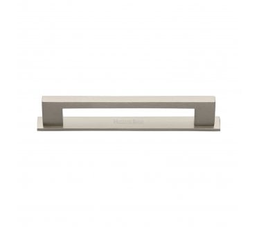 Heritage Brass PL0337 Metro Cabinet Pull Handles On Backplate - Satin Nickel