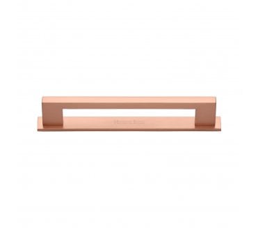 Heritage Brass PL0337 Metro Cabinet Pull Handles On Backplate - Satin Rose Gold