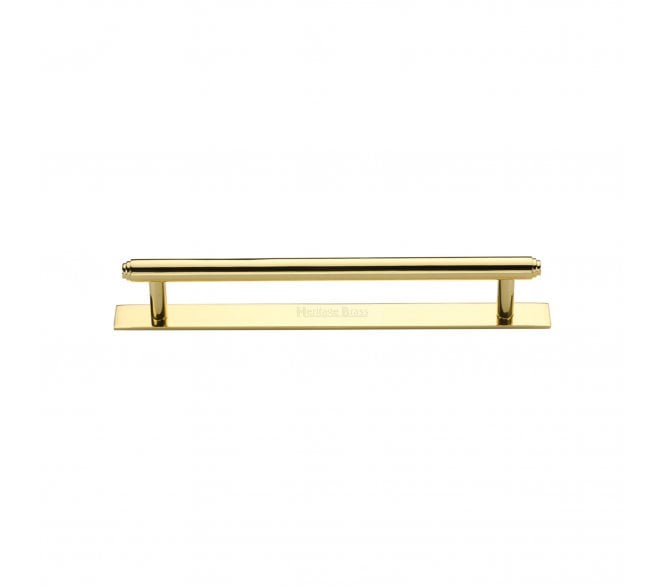 Heritage Brass PL4410 Stepped Cabinet Pull Handles On Backplate - Polished Brass