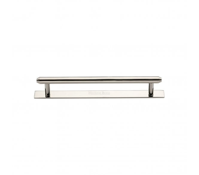 Heritage Brass PL4410 Stepped Cabinet Pull Handles On Backplate - Polished Nickel