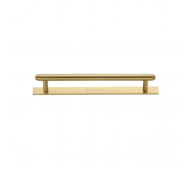 Heritage Brass PL4410 Stepped Cabinet Pull Handles On Backplate - Satin Brass