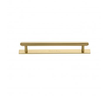 Heritage Brass PL4410 Stepped Cabinet Pull Handles On Backplate - Satin Brass