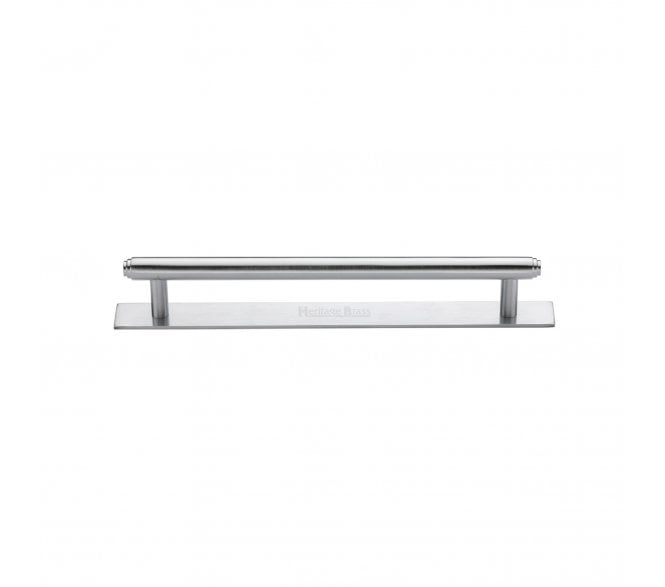 Heritage Brass PL4410 Stepped Cabinet Pull Handles On Backplate - Satin Chrome