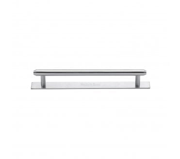 Heritage Brass PL4410 Stepped Cabinet Pull Handles On Backplate - Satin Chrome