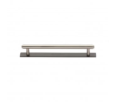 Heritage Brass PL4410 Stepped Cabinet Pull Handles On Backplate - Satin Nickel On Matt Bronze Plate