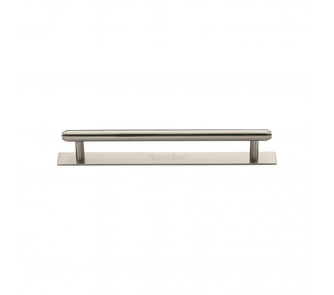 Heritage Brass PL4410 Stepped Cabinet Pull Handles On Backplate - Satin Nickel