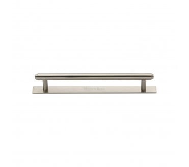 Heritage Brass PL4410 Stepped Cabinet Pull Handles On Backplate - Satin Nickel