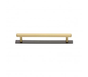 Heritage Brass PL4422 Hexagonal Cabinet Pull Handles On Backplate - Satin Brass On Matt Bronze Plate