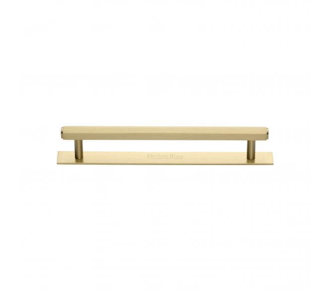 Heritage Brass PL4422 Hexagonal Cabinet Pull Handles On Backplate - Satin Brass