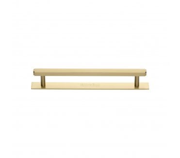 Heritage Brass PL4422 Hexagonal Cabinet Pull Handles On Backplate - Satin Brass